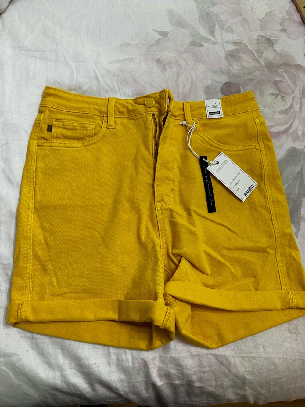 Judy Blue Mustard Yellow High-Waist Shorts